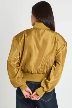 Veste Bomber Satinée À Épaulettes Structurées