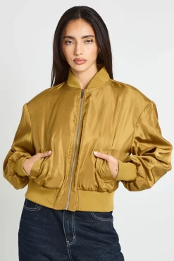 Veste Bomber Satinée À Épaulettes Structurées