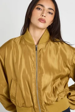 Veste Bomber Satinée À Épaulettes Structurées