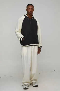 boohooMAN Veste Bomber Surdimensionnée en Maille Épaisse<Homme Maille|Mailles