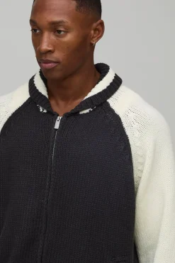 boohooMAN Veste Bomber Surdimensionnée en Maille Épaisse<Homme Maille|Mailles