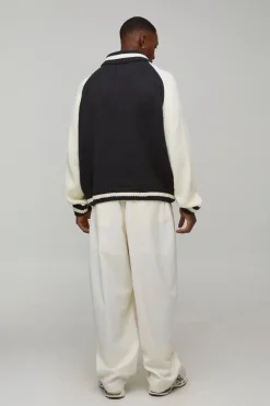 boohooMAN Veste Bomber Surdimensionnée en Maille Épaisse<Homme Maille|Mailles