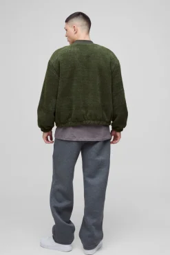 Veste bomber surdimensionnée, carrée, duveteuse et texturée
