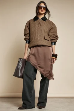 Veste bomber surdimensionnée à l'aspect laine et à motif à carreaux