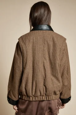 Veste bomber surdimensionnée à l'aspect laine et à motif à carreaux