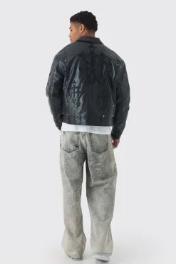boohooMAN Veste bomber synthétique en à appliqués croisés<Homme Vestes & Manteaux Grande Taille|Tout Afficher