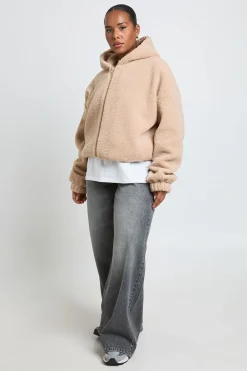 Veste Bomber Teddy À Casynthétiqueche Grande Taille
