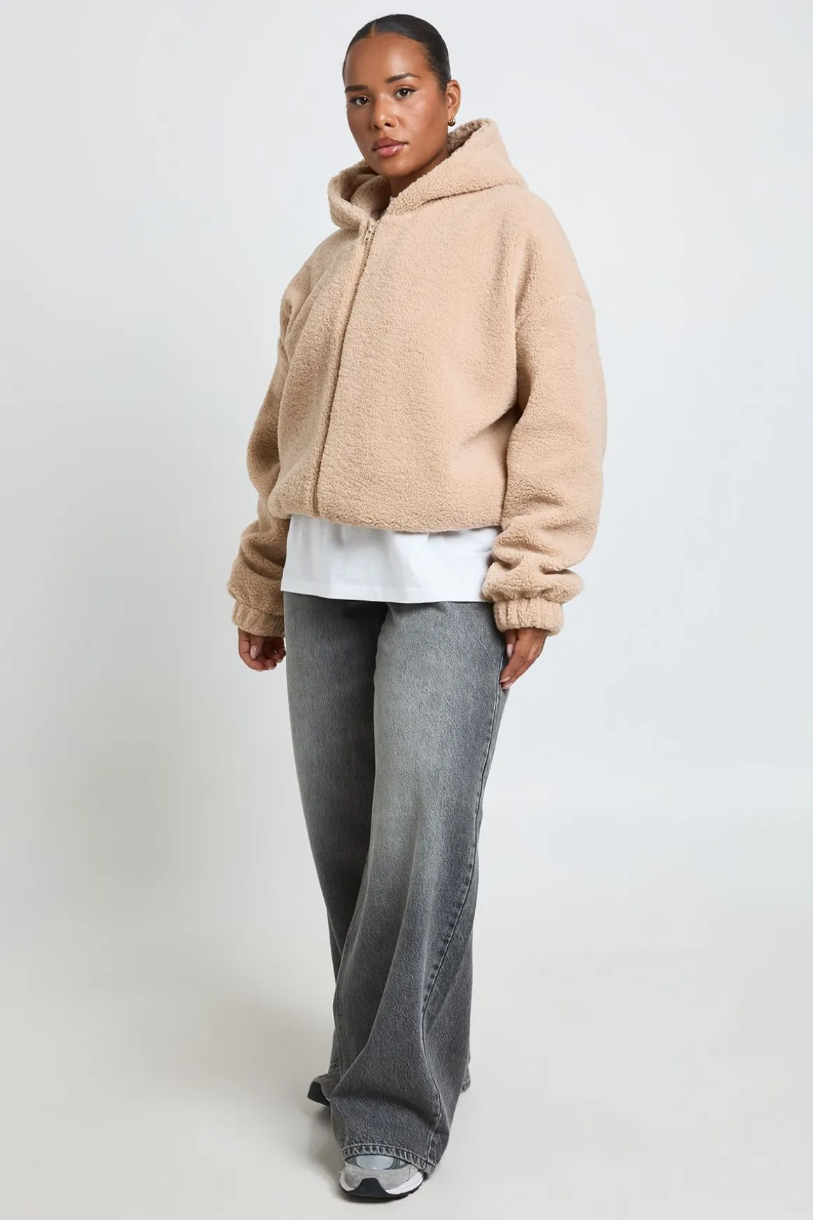 Veste Bomber Teddy À Casynthétiqueche Grande Taille