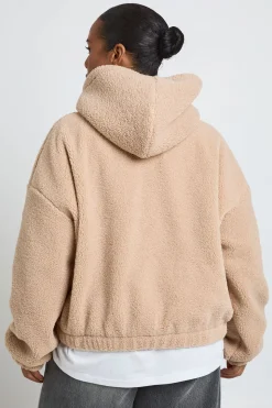 Veste Bomber Teddy À Casynthétiqueche Grande Taille