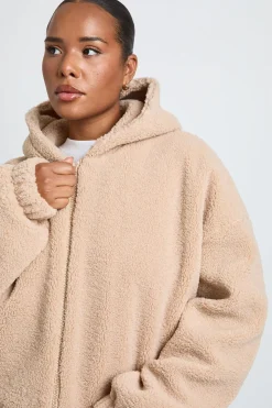 Veste Bomber Teddy À Casynthétiqueche Grande Taille