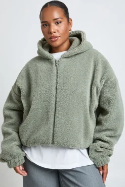 boohoo Veste Bomber Teddy À Casynthétiqueche Grande Taille<Femme Vestes & Manteaux