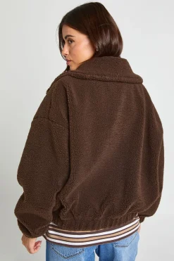 Veste Bomber Teddy À Col Montant