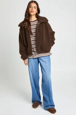 Veste Bomber Teddy À Col Montant