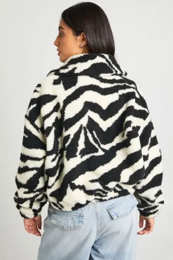 Veste Bomber Teddy Col Montant Imprimé Zèbre