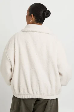 Veste Bomber Teddy Grande Taille À Col Montant