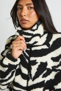 Veste Bomber Teddy Zébrée Col Cheminée Tall