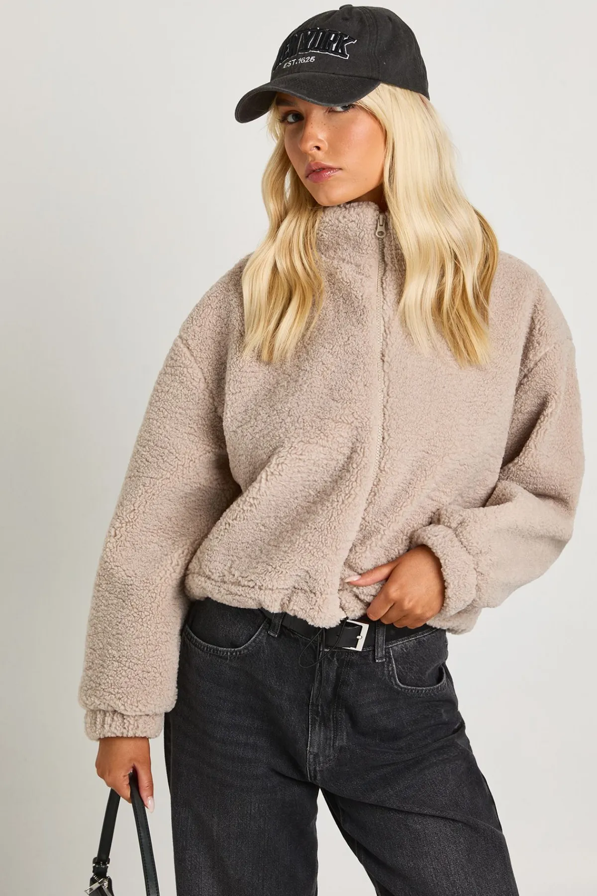 boohoo Veste bomber Teddy à zip<Femme Manteaux Et Vestes D’Automne|Vestes & Manteaux
