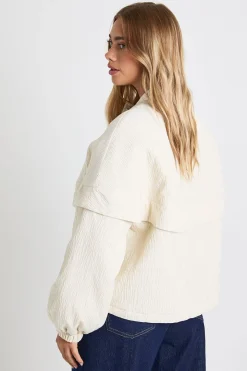 Veste bomber texturée sans col