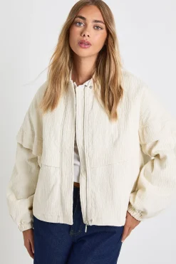 Veste bomber texturée sans col