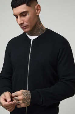 Veste bomber tricotée basique, coupe régulière, version grande taille