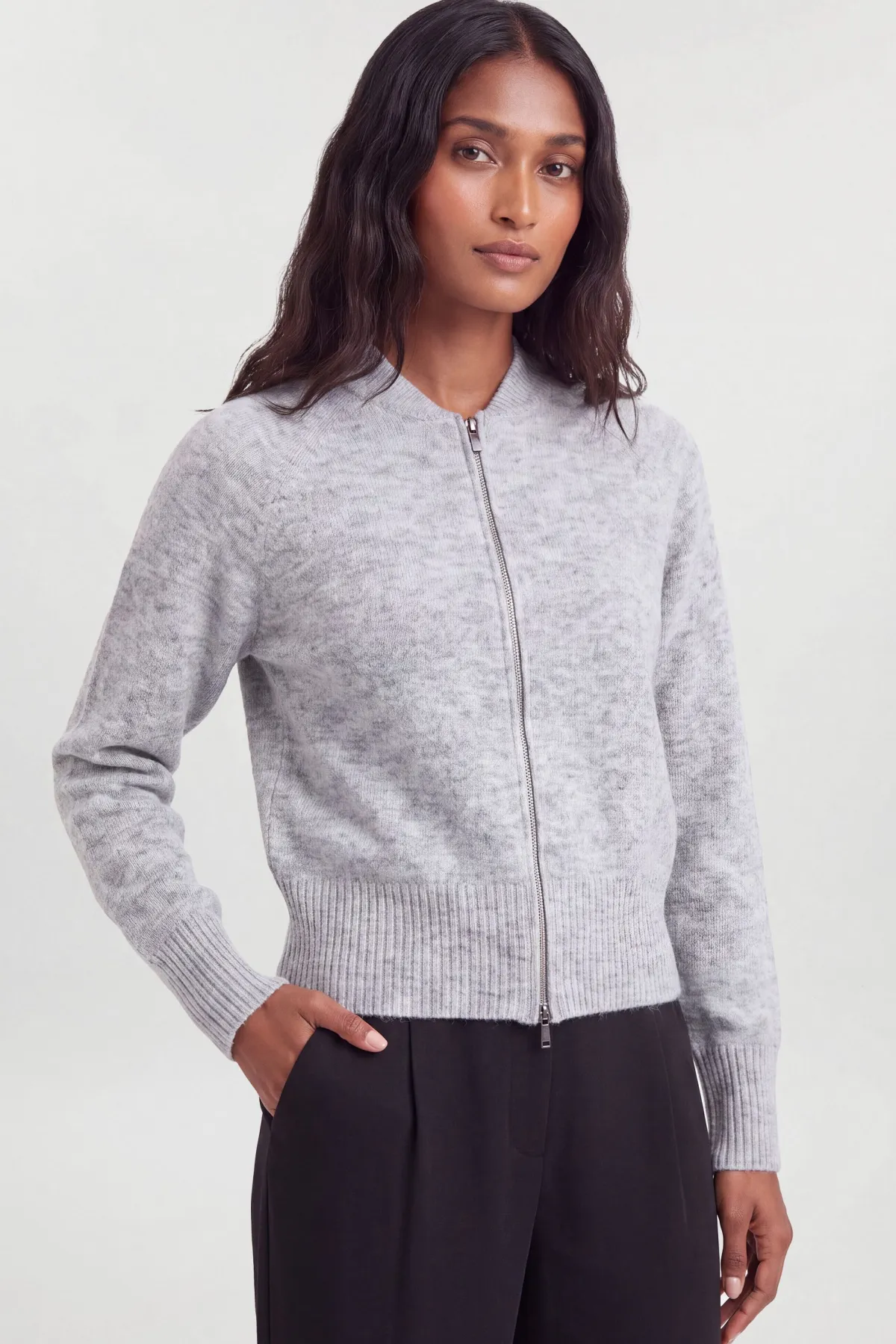 KarenMillen Veste Bomber Tricotée Douillette En Mélange De Laine<Femme Manteaux Et Vestes D’Automne|Vestes & Manteaux