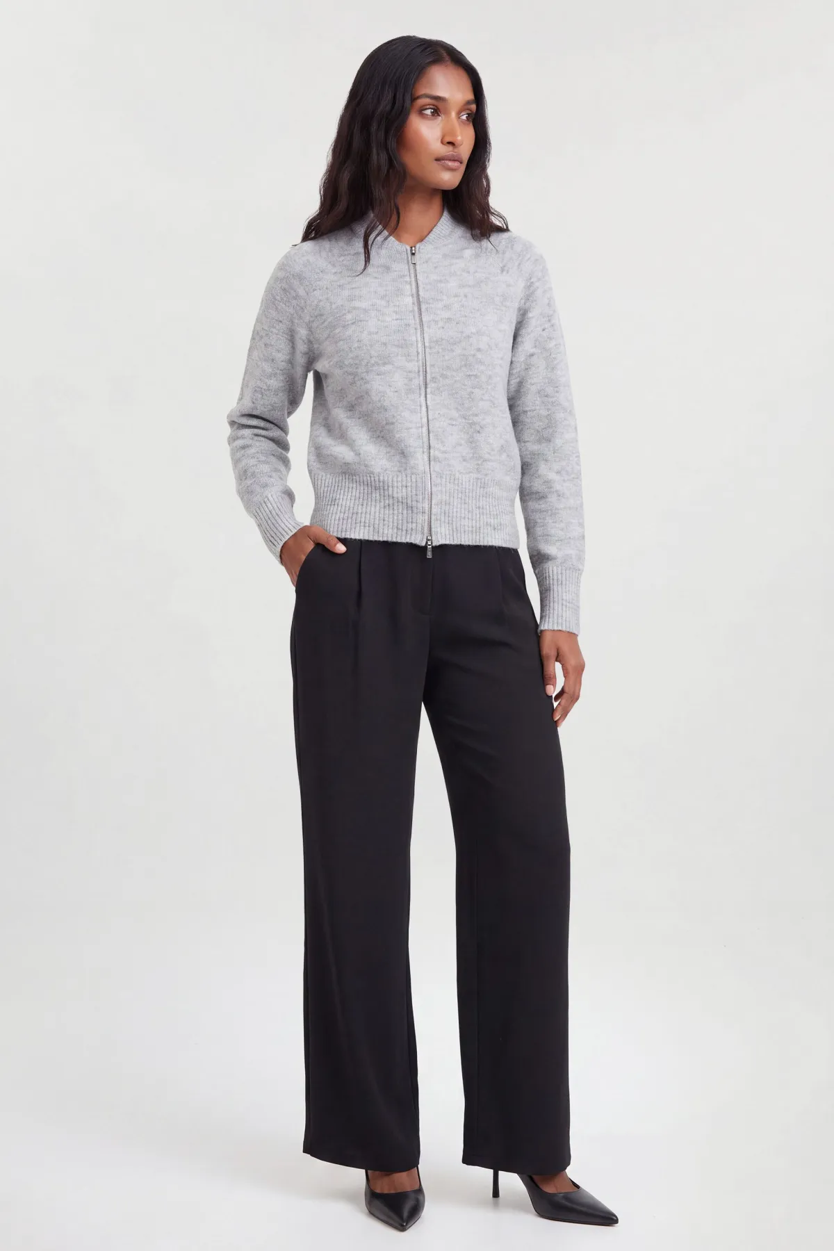 KarenMillen Veste Bomber Tricotée Douillette En Mélange De Laine<Femme Manteaux Et Vestes D’Automne|Vestes & Manteaux
