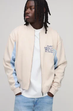 Veste Bomber Universitaire Coupe Ample En Jersey Avec Appliqués