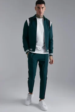 Veste bomber varsity ajustée à col, coupe régulière