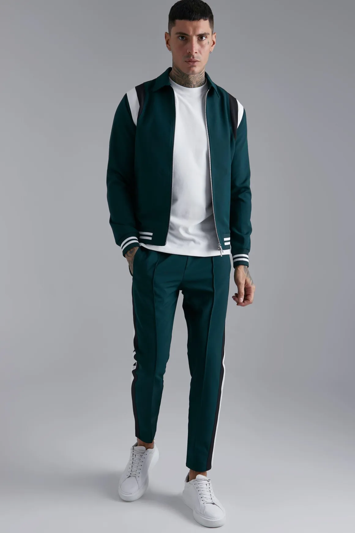 Veste bomber varsity ajustée à col, coupe régulière