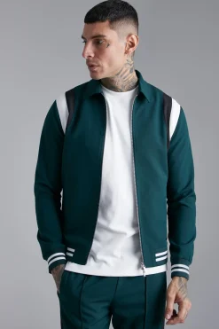 Veste bomber varsity ajustée à col, coupe régulière