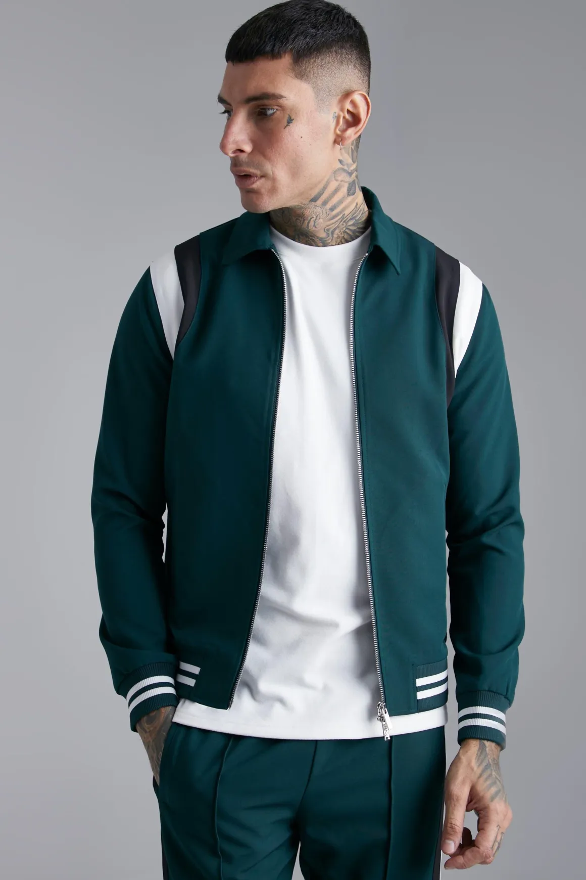Veste bomber varsity ajustée à col, coupe régulière