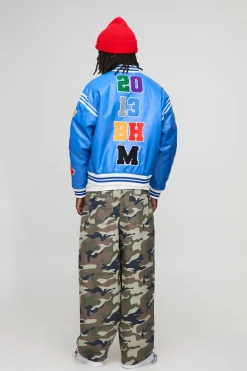 Veste bomber varsity à coupe boxy avec écusson à lettres et applique en synthétique