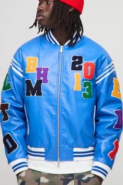 Veste bomber varsity à coupe boxy avec écusson à lettres et applique en synthétique