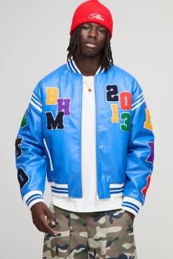 Veste bomber varsity à coupe boxy avec écusson à lettres et applique en synthétique