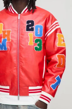 Veste bomber varsity à coupe boxy avec écusson lettre badge appliqué en synthétique