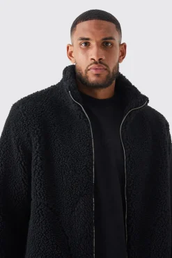 Veste Borg à col entonnoir haute en noir