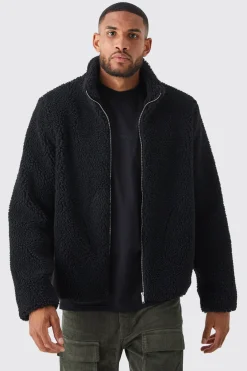 Veste Borg à col entonnoir haute en noir