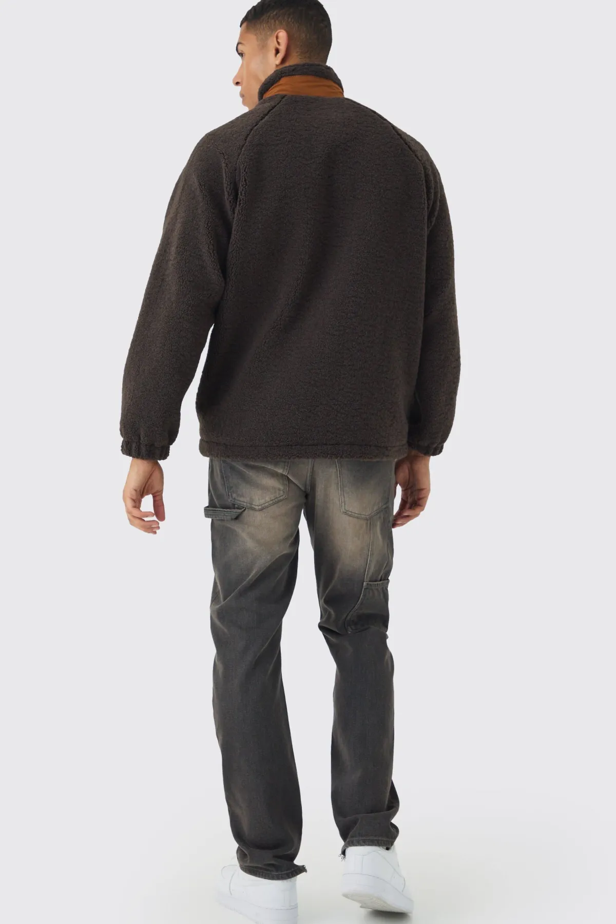boohooMAN Veste Borg et Nylon à Bloc de Couleurs en<Homme Manteaux Et Vestes