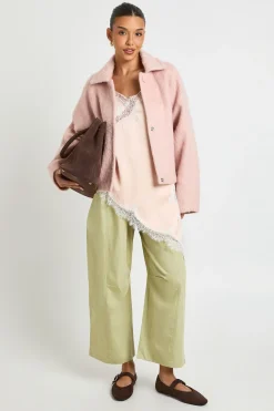 boohoo Veste Boutonnée Aspect Laine<Femme Vestes & Manteaux