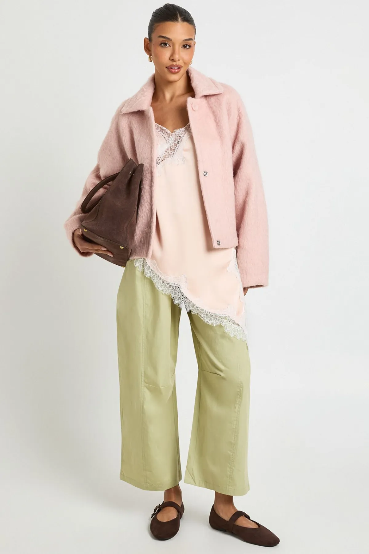 boohoo Veste Boutonnée Aspect Laine<Femme Vestes & Manteaux