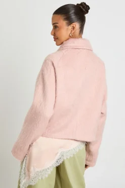 boohoo Veste Boutonnée Aspect Laine<Femme Vestes & Manteaux
