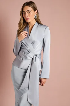 Coast Veste Cache-Cœur Structurée en Satin<Femme Tailleurs|Satin Et Dentelle