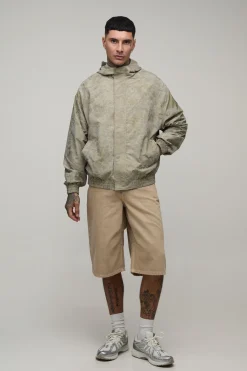 boohooMAN Veste Cagoule À Carreaux Texturés Coupe Ample Grande Taille<Homme Tout Afficher|Vestes & Manteaux Tall