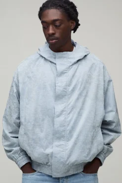 boohooMAN Veste Cagoule À Carreaux Texturés Coupe Boxy<Homme Manteaux Et Vestes