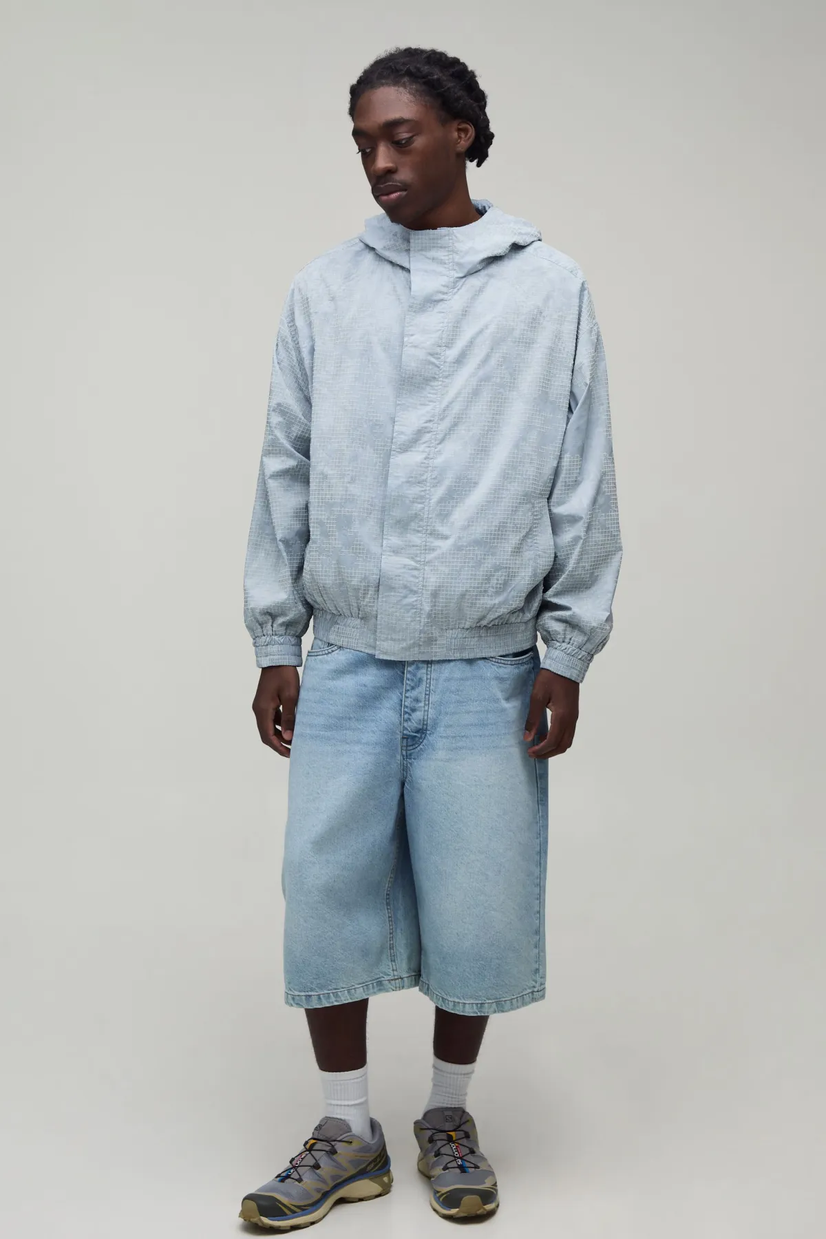 boohooMAN Veste Cagoule À Carreaux Texturés Coupe Boxy<Homme Manteaux Et Vestes