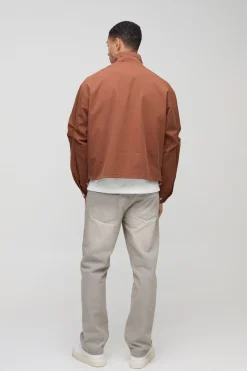 Veste cagoule oversize boxy en sergé à col entonnoir