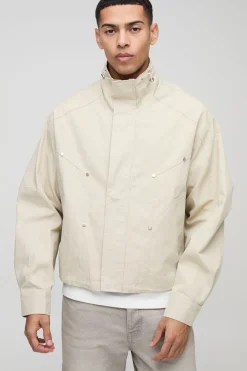 Veste cagoule oversize en sergé à coupe boxy et col entonnoir