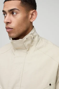 Veste cagoule oversize en sergé à coupe boxy et col entonnoir