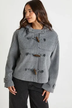 boohoo Veste à capuche à fermeture toggle effet laine<Femme Vestes & Manteaux