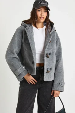boohoo Veste à capuche à fermeture toggle effet laine<Femme Vestes & Manteaux